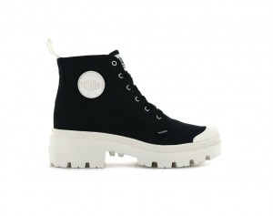 Black Women Palladium Pallabase Twill Boots | NRGCXY-495