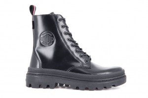 Black / Black Kids' Palladium Pallatrooper Off-1 Boots | DWRJXH-156