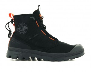 Black / Black Kids' Palladium Pampa Travel Lite Boots | ZRIAYJ-719