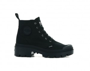 Black / Black Women Palladium Pallabase Twill Boots | HLXWVF-647