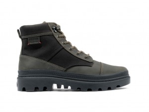 Black / Olive Men Palladium Pallatrooper Rough Boots | ISVHBR-705