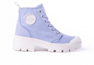 Blue Women Palladium Pallabase Twill Boots | VZGEPX-651