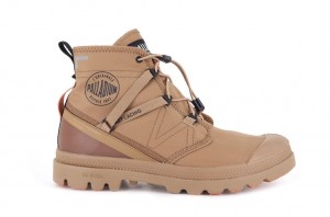 Brown Kids' Palladium Pampa Travel Lite+ Waterproof Boots | RBWOZM-561