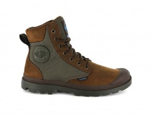 Brown / White Women Palladium Pampa Sport Cuff Wpn Boots | HJQFZR-504