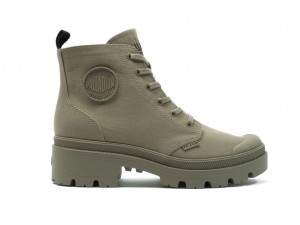 Green Women Palladium Pallabase Twill Boots | ILRVTO-873