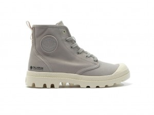 Grey Kids' Palladium Pampa Hi Zip Organic Boots | ZIXAMW-516