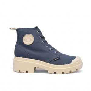 Indigo Women Palladium Pallabase Twill Boots | JZEGTP-693