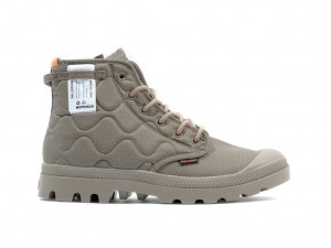 Olive Kids' Palladium Pampa Re-quilted Boots | GJVIFC-439