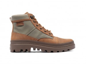 Olive / Orange Men Palladium Pallatrooper Rough Boots | RWZLGS-019