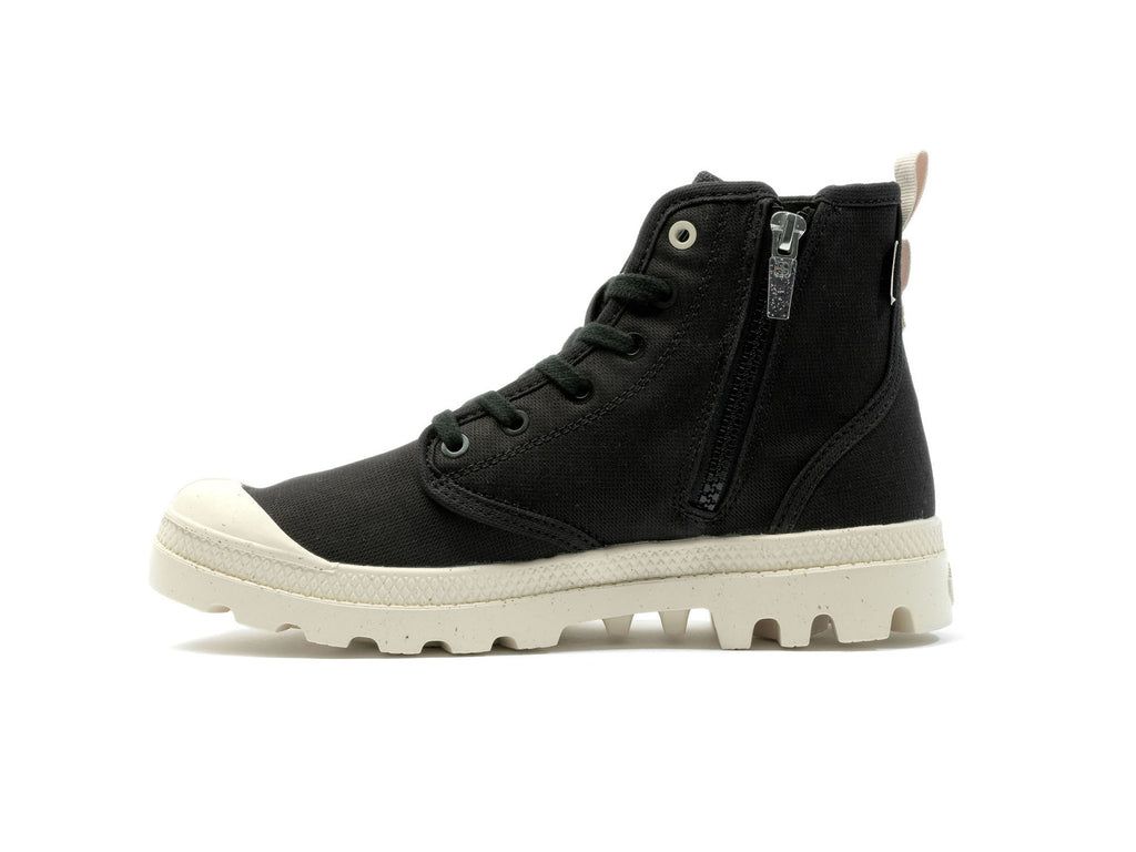 Black Kids' Palladium Pampa Hi Zip Organic Boots | HWVXGR-083