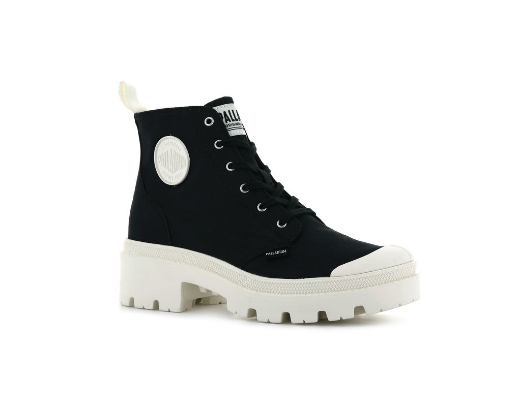 Black Women Palladium Pallabase Twill Boots | JFVRCL-103