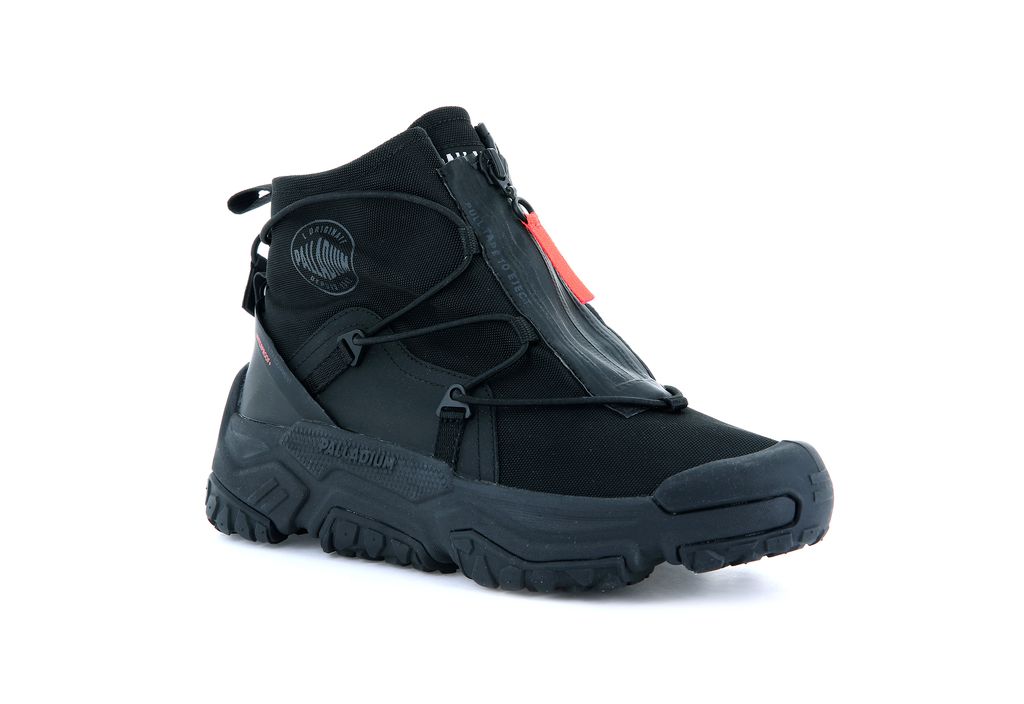 Black / Black Kids' Palladium Off-grid Hi Zip Waterproof + Sneakers | KJBMEH-427