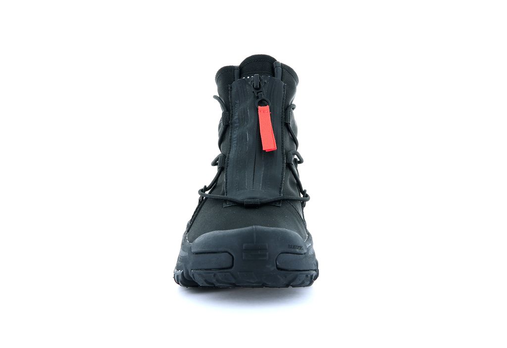 Black / Black Kids' Palladium Off-grid Hi Zip Waterproof + Sneakers | KJBMEH-427