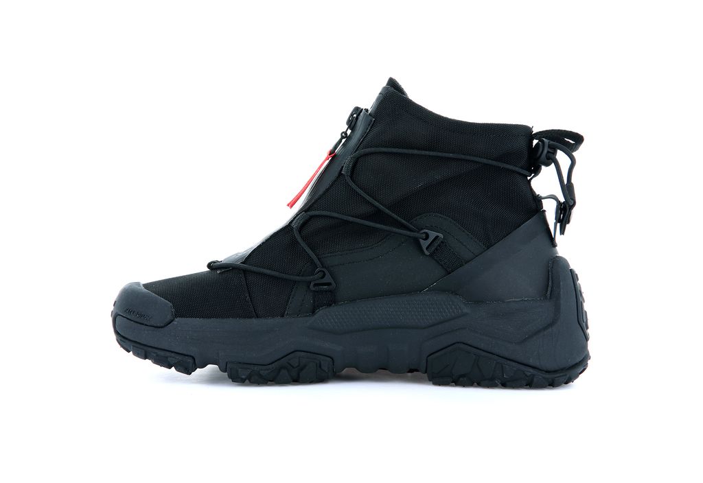 Black / Black Kids' Palladium Off-grid Hi Zip Waterproof + Sneakers | KJBMEH-427