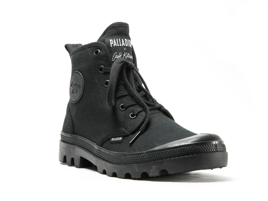 Black / Black Kids' Palladium Pallabrousse X Kitsune Boots | OXJRPS-786