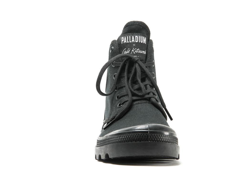 Black / Black Kids' Palladium Pallabrousse X Kitsune Boots | OXJRPS-786