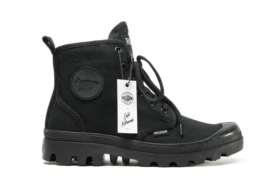 Black / Black Kids' Palladium Pallabrousse X Kitsune Boots | OXJRPS-786