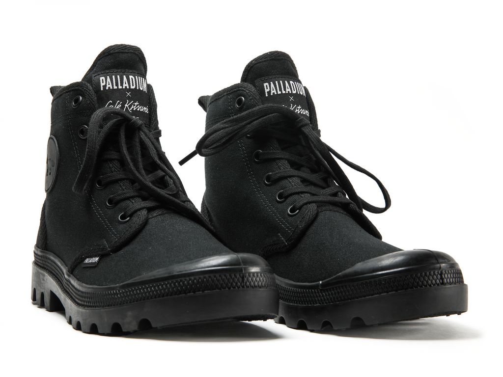 Black / Black Kids' Palladium Pallabrousse X Kitsune Boots | OXJRPS-786