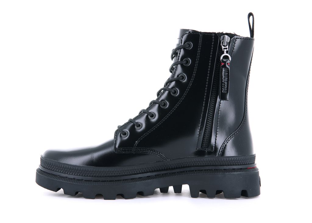 Black / Black Kids' Palladium Pallatrooper Off-1 Boots | DWRJXH-156