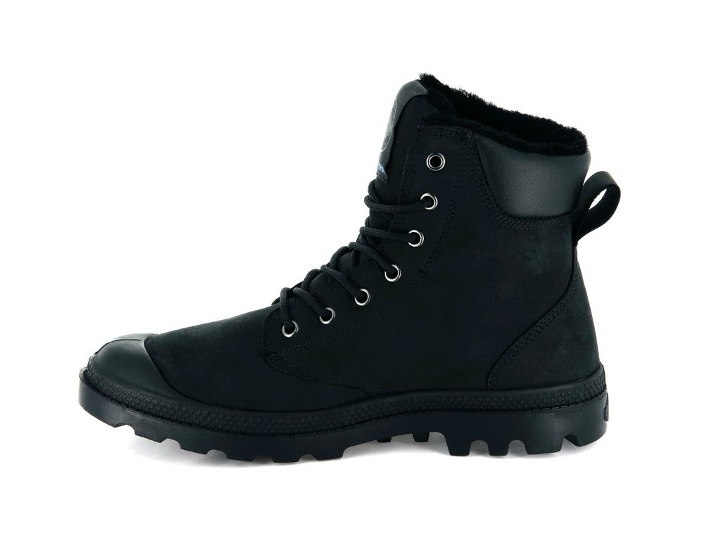 Black / Black Kids' Palladium Pampa Sport Cuff Wps Boots | DWNVOP-345