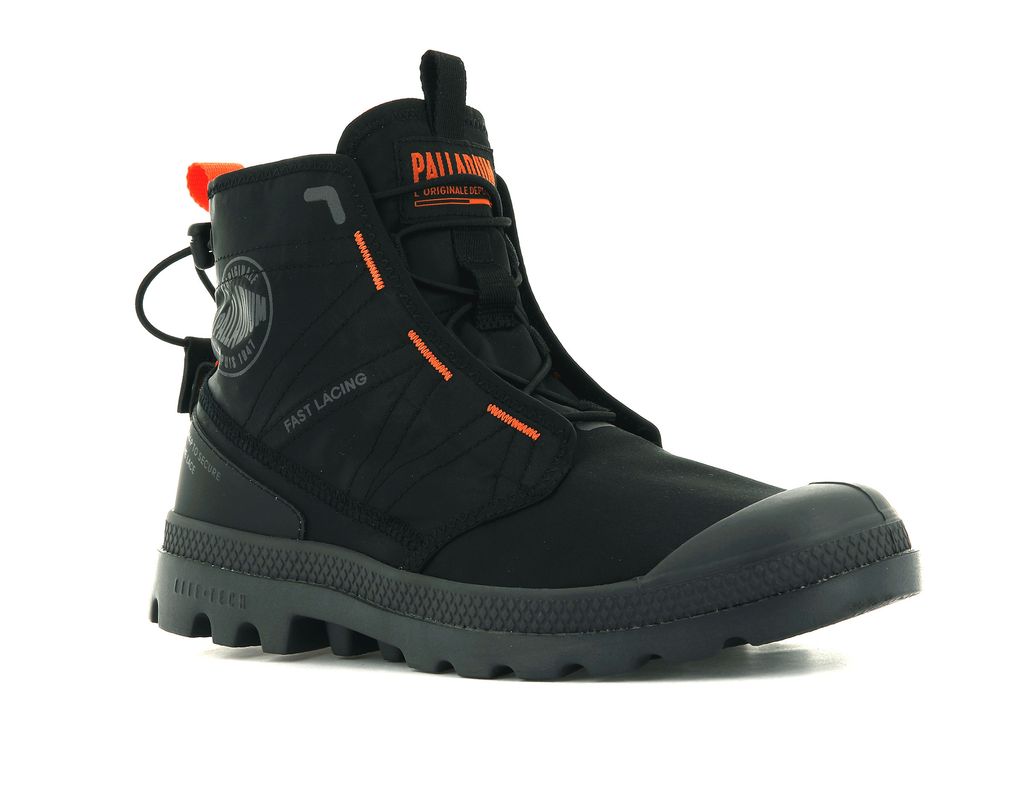 Black / Black Kids' Palladium Pampa Travel Lite Boots | ZRIAYJ-719