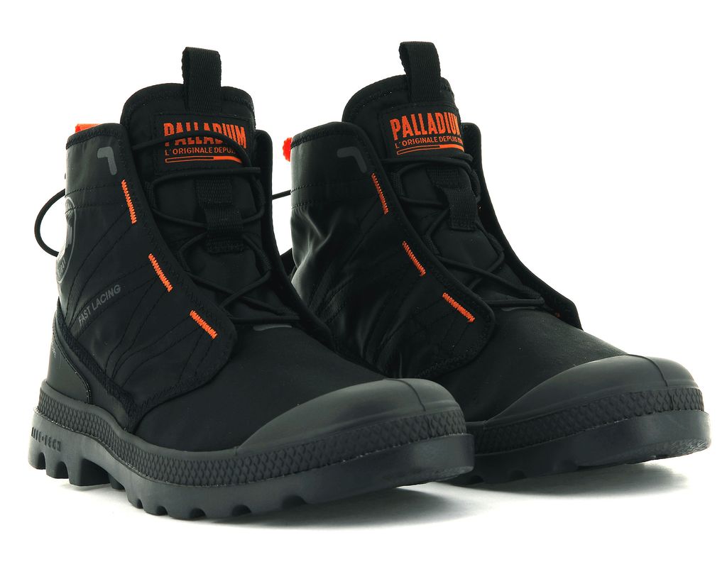 Black / Black Kids' Palladium Pampa Travel Lite Boots | ZRIAYJ-719