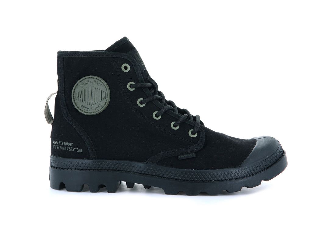 Black / Black Men Palladium Pampa Hi Htg Supply Boots | RIOXVN-916