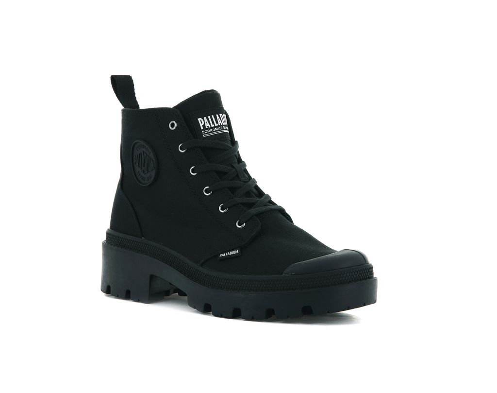 Black / Black Women Palladium Pallabase Twill Boots | HLXWVF-647