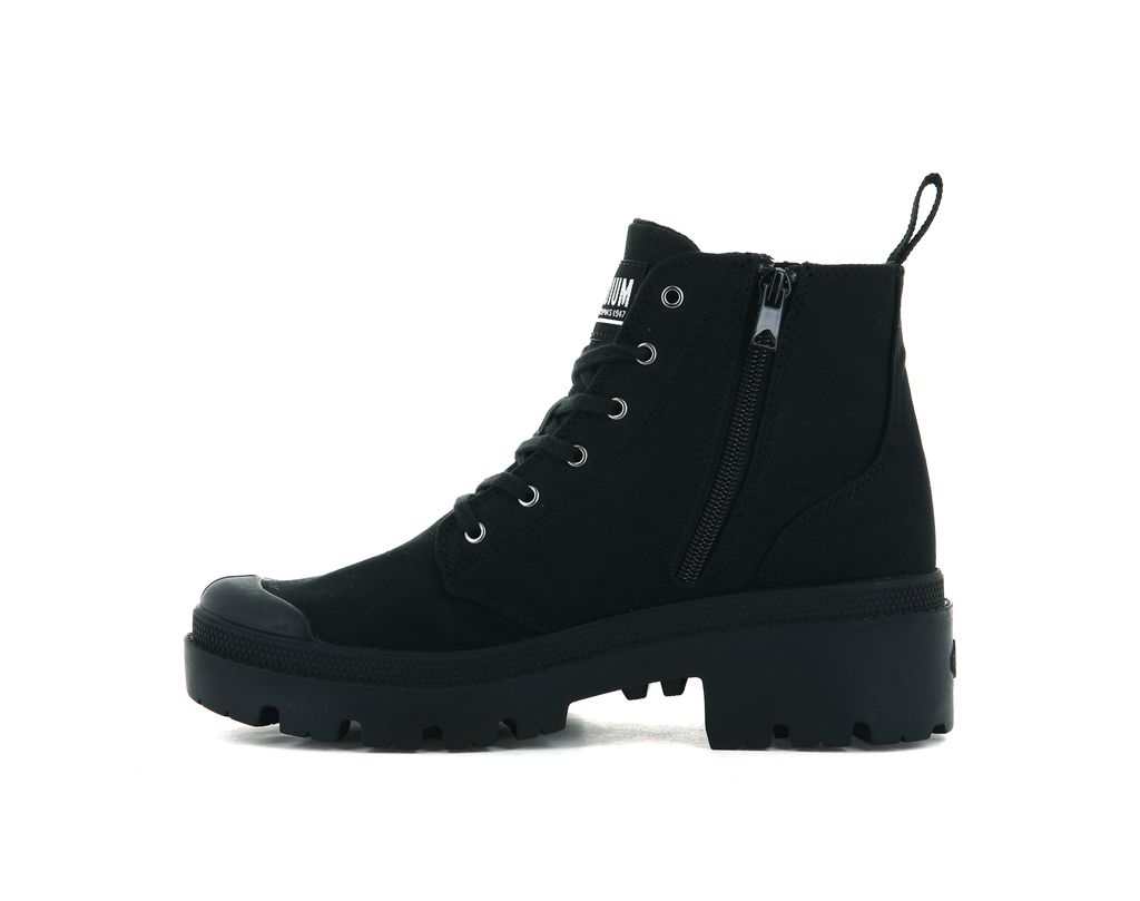 Black / Black Women Palladium Pallabase Twill Boots | HLXWVF-647