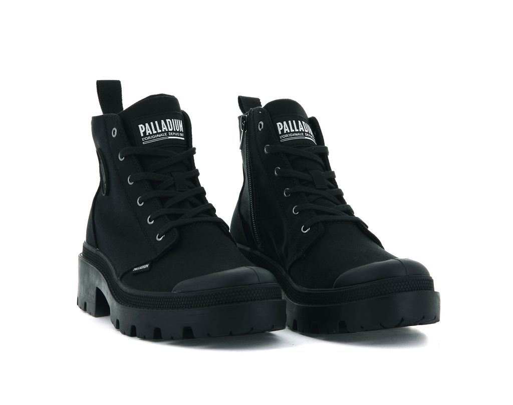 Black / Black Women Palladium Pallabase Twill Boots | HLXWVF-647