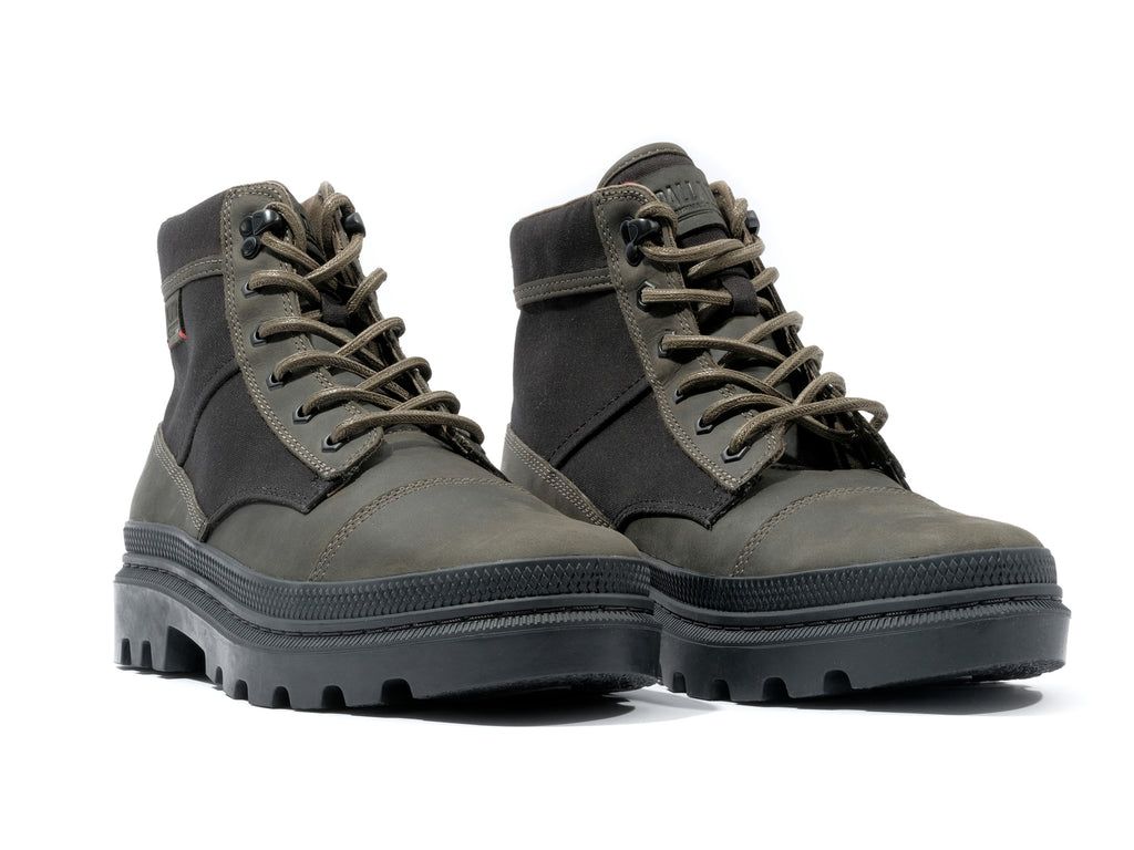 Black / Olive Men Palladium Pallatrooper Rough Boots | ISVHBR-705