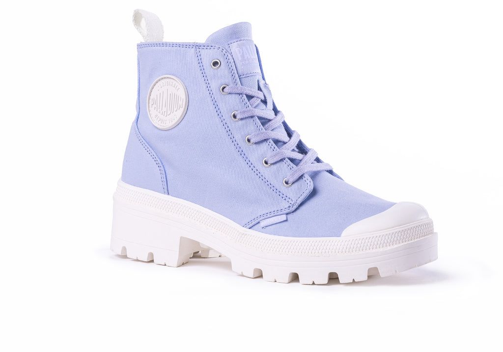 Blue Women Palladium Pallabase Twill Boots | VZGEPX-651