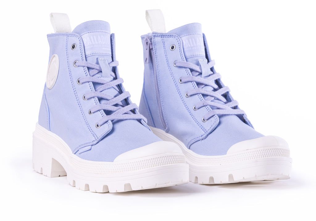 Blue Women Palladium Pallabase Twill Boots | VZGEPX-651