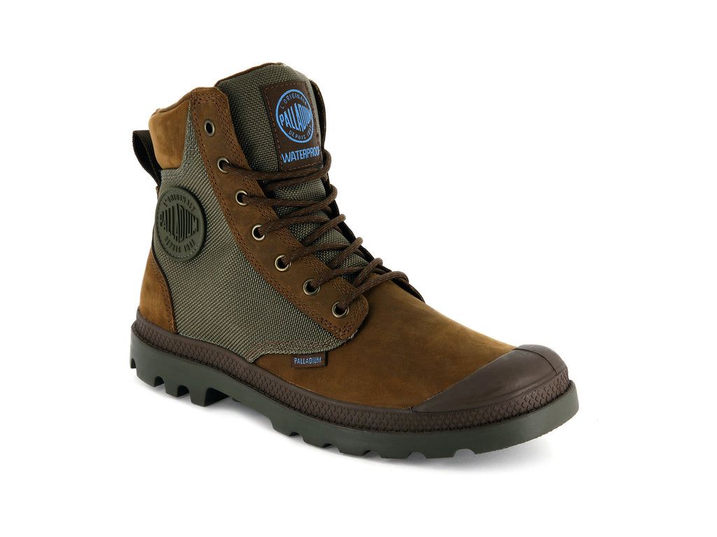 Brown / White Men Palladium Pampa Sport Cuff Wpn Boots | VLMPYZ-720