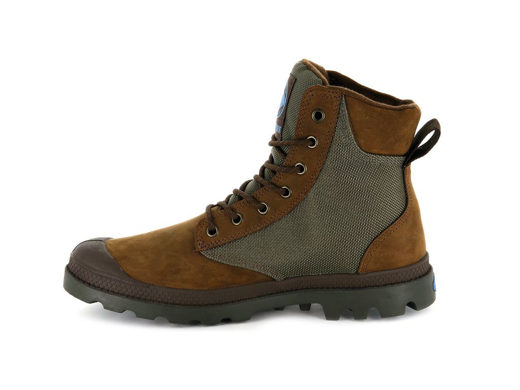 Brown / White Men Palladium Pampa Sport Cuff Wpn Boots | VLMPYZ-720