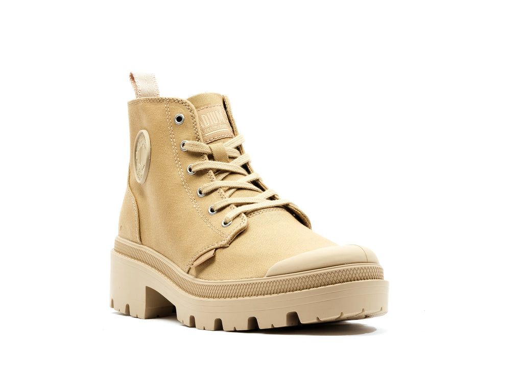 Caramel Women Palladium Pallabase Twill Boots | UKIJDV-953