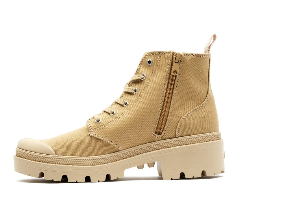 Caramel Women Palladium Pallabase Twill Boots | UKIJDV-953