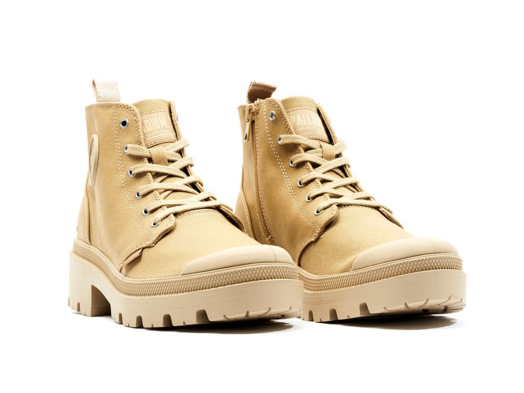 Caramel Women Palladium Pallabase Twill Boots | UKIJDV-953