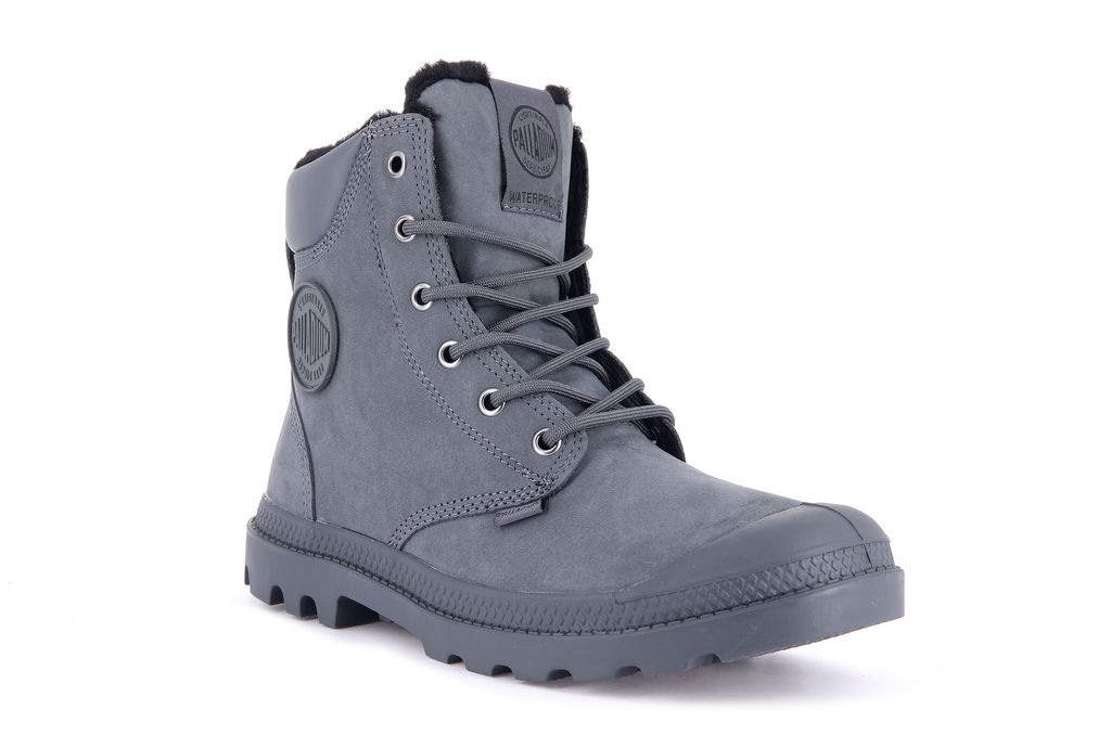 Dark Grey Kids' Palladium Pampa Sport Cuff Wps Boots | JVTNLW-578