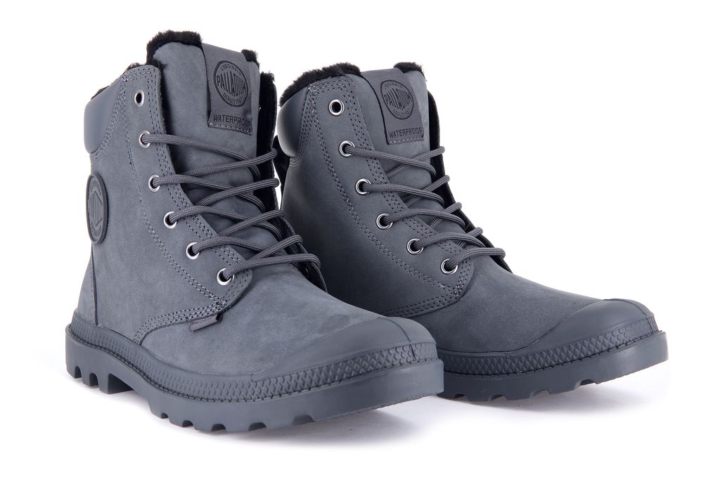 Dark Grey Kids' Palladium Pampa Sport Cuff Wps Boots | JVTNLW-578