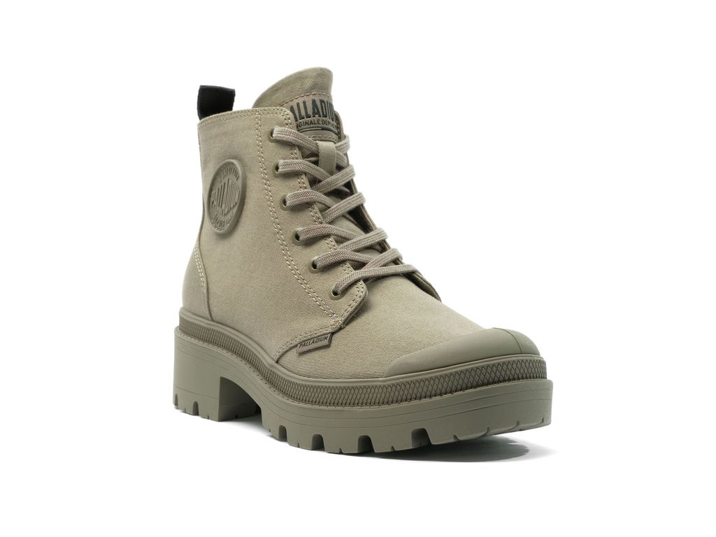 Green Women Palladium Pallabase Twill Boots | ILRVTO-873