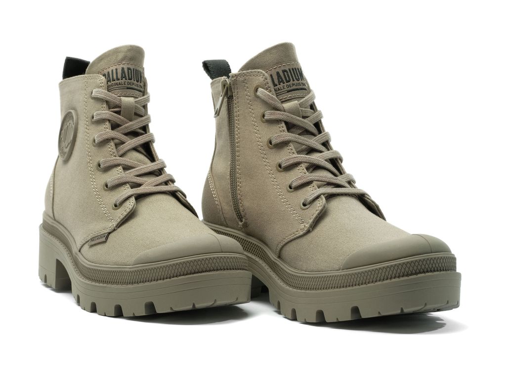 Green Women Palladium Pallabase Twill Boots | ILRVTO-873