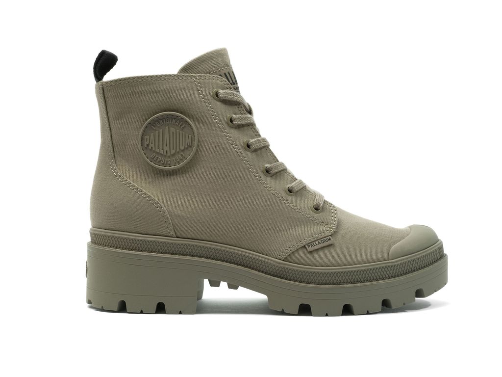 Green Women Palladium Pallabase Twill Boots | WGLKSP-593