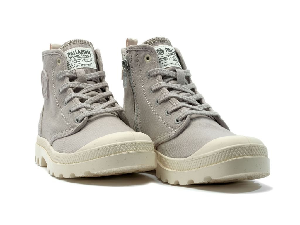 Grey Kids' Palladium Pampa Hi Zip Organic Boots | ZIXAMW-516