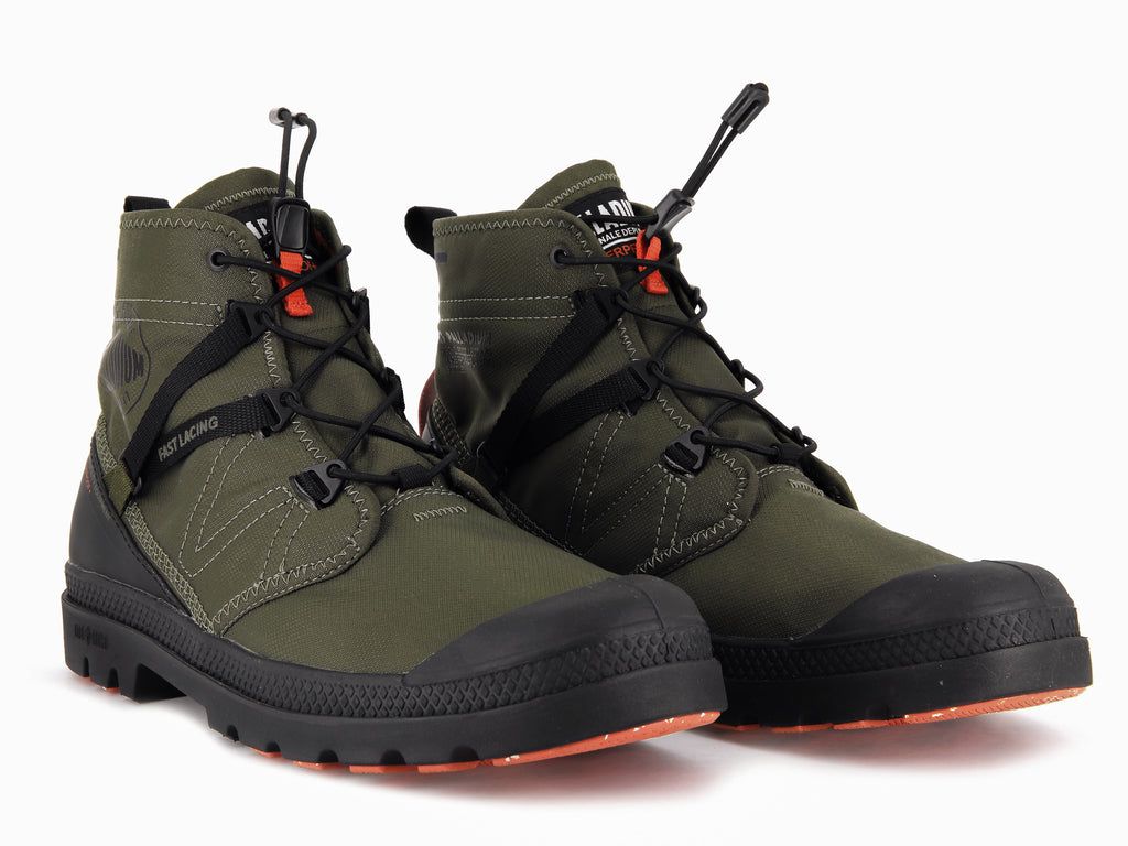 Olive Kids' Palladium Pampa Travel Lite+ Waterproof Boots | OXDPLW-689