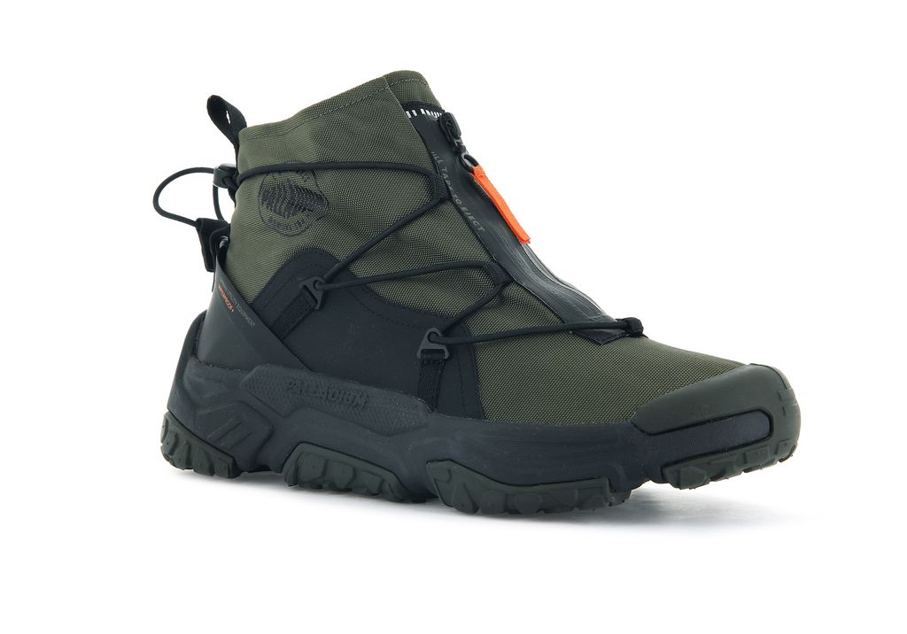 Olive Men Palladium Off-grid Hi Zip Waterproof + Sneakers | RLBDAQ-483