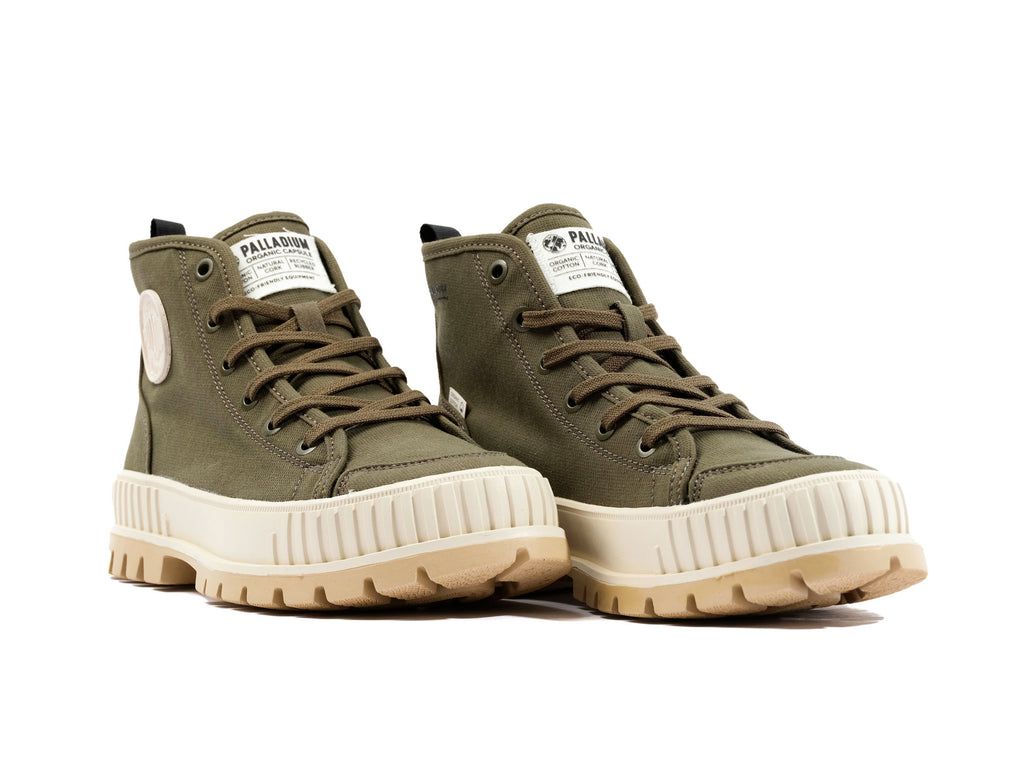 Olive Men Palladium Pallashock Organic 2 Sneakers | QSKWXP-508