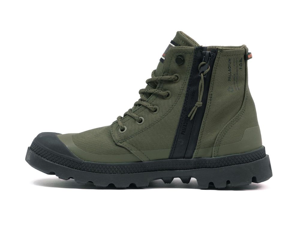 Olive Men Palladium Pampa Rcyl Lt+wp+zip Boots | BAMYIV-470