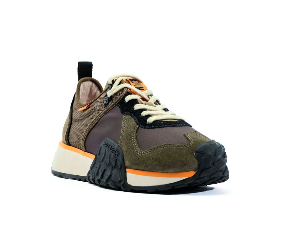 Olive / Black Kids' Palladium Troop Runner Sneakers | AVLRBW-569