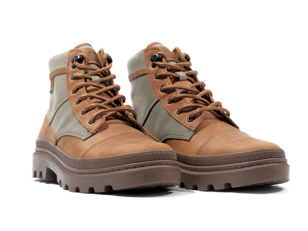 Olive / Orange Men Palladium Pallatrooper Rough Boots | RWZLGS-019